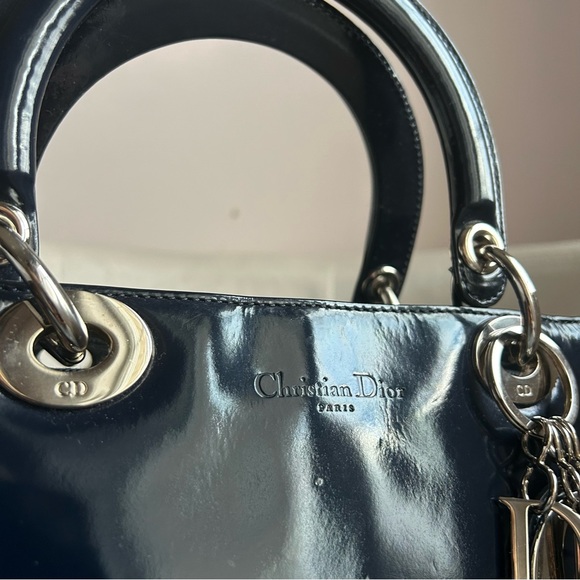 Lady Dior Patent Leather Blue Marine Circa 90s - Picture 3 of 12
